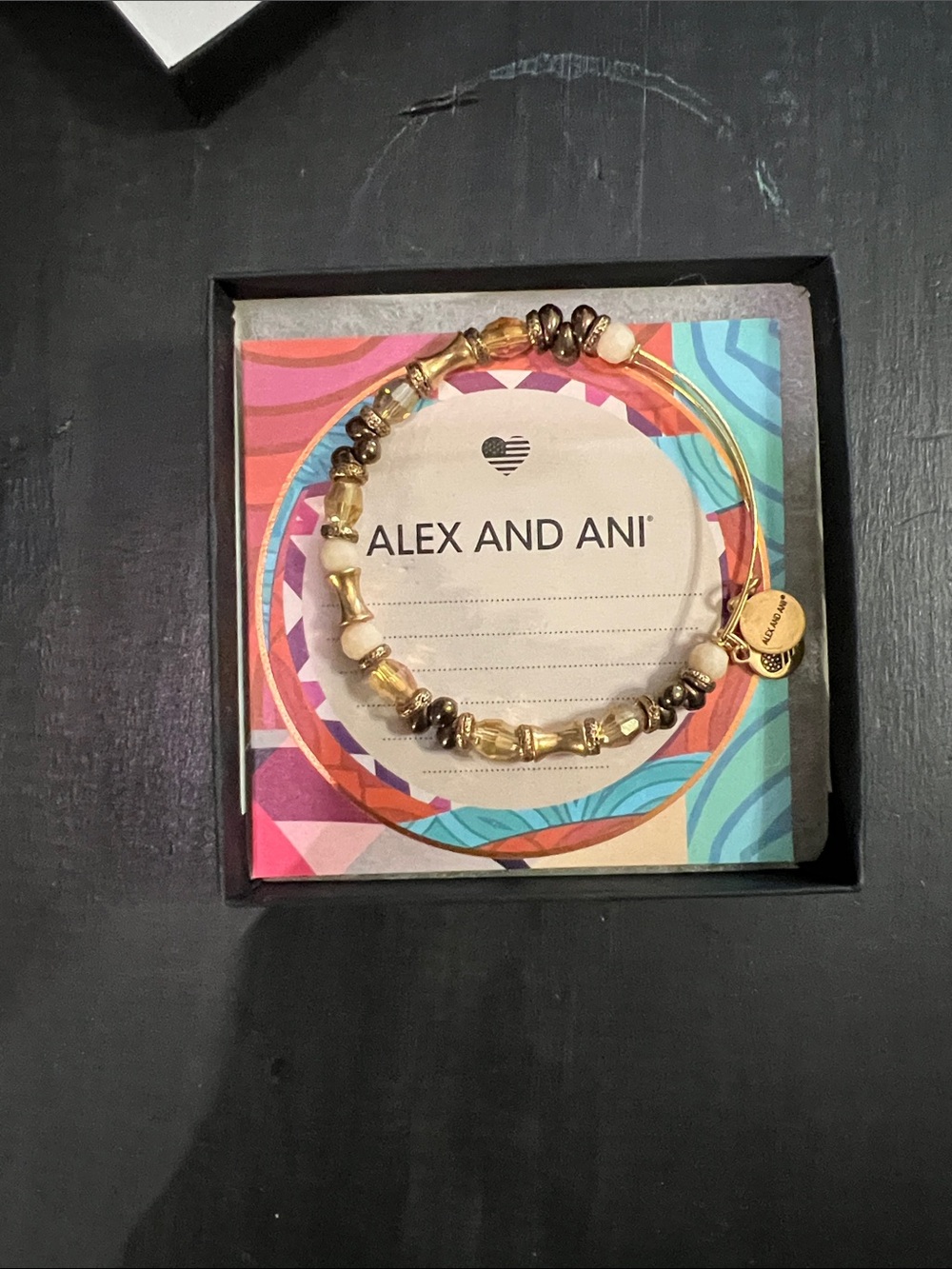 Alex and Ani Gold Beaded Expandable Bracelet with Mixed Accent Beads